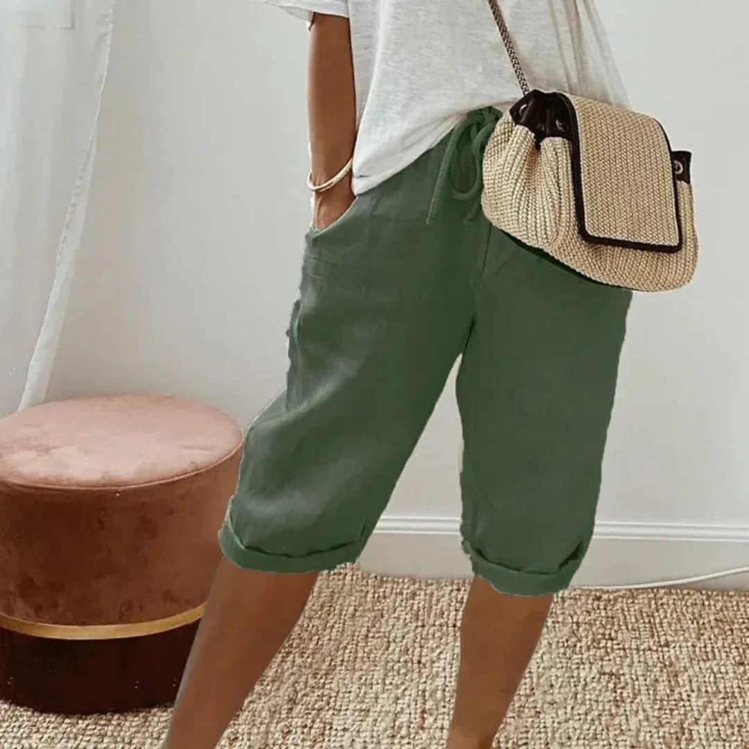 Women's Tailored Shorts | Linen-Blend High-Waisted Casual
