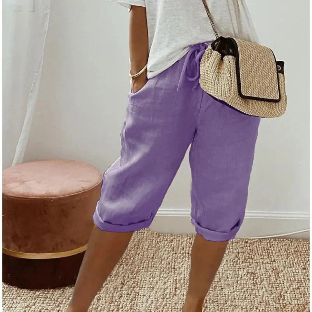 Women's Tailored Shorts | Linen-Blend High-Waisted Casual