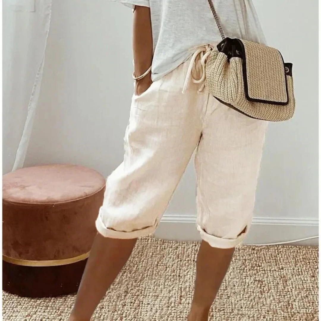 Women's Tailored Shorts | Linen-Blend High-Waisted Casual