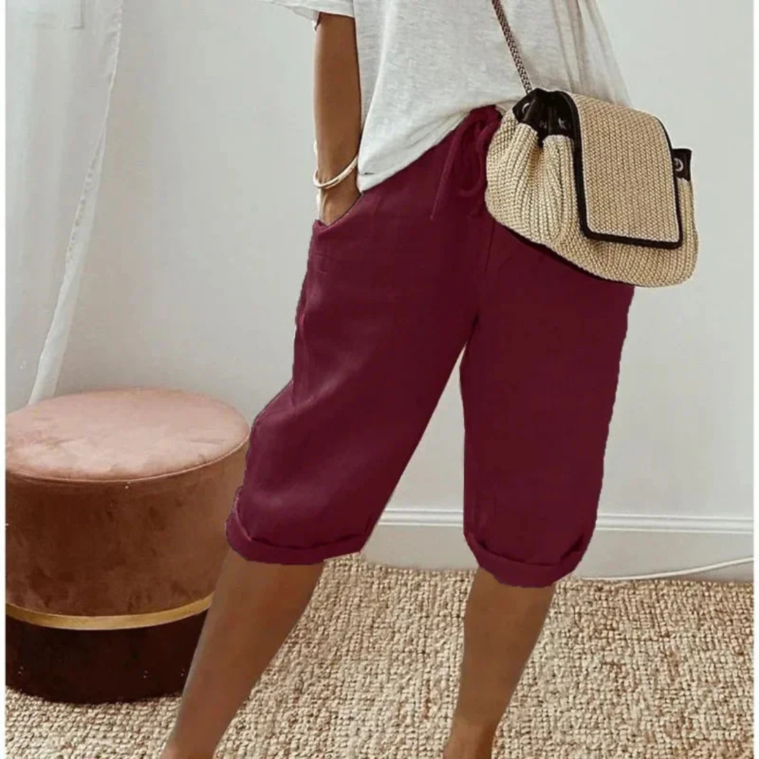 Women's Tailored Shorts | Linen-Blend High-Waisted Casual