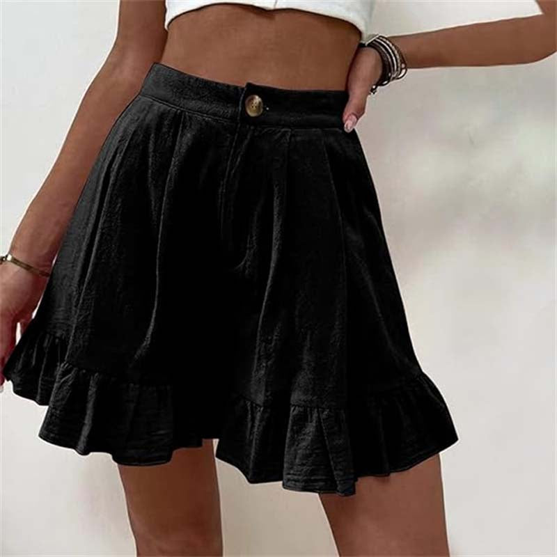 Women's Tailored Shorts | Tiered Ruffled High-Waisted