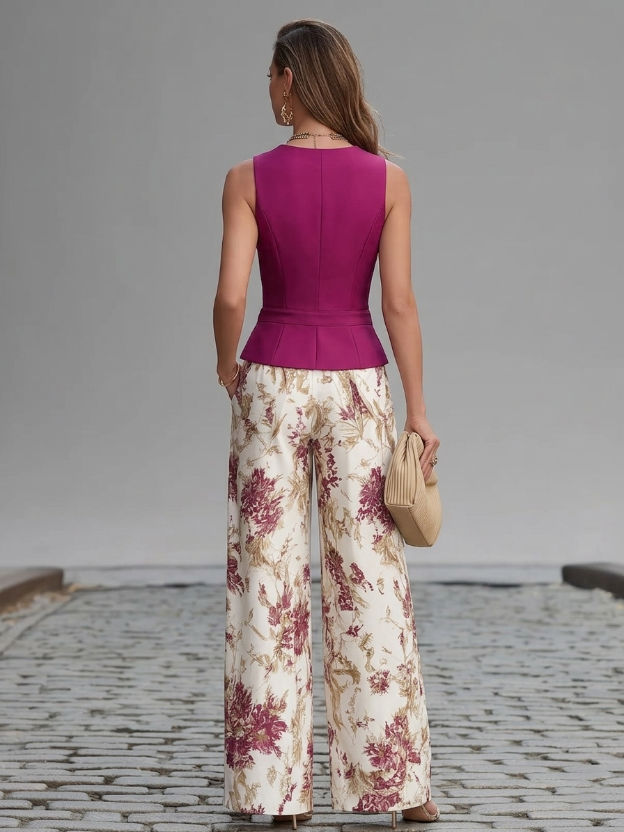 Women's Tailored Trousers | Floral Sleeveless