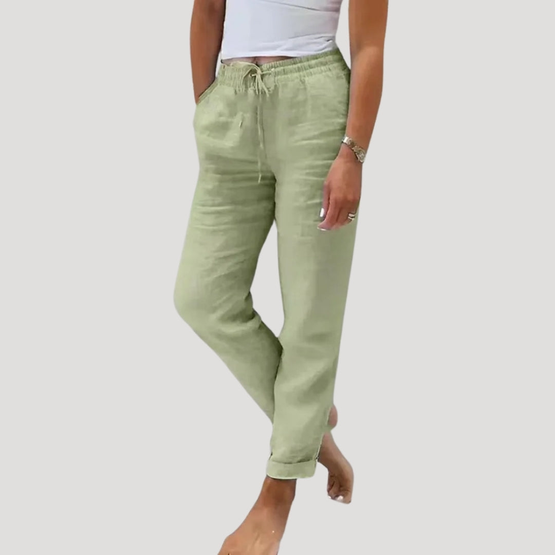 Women's Tailored Trousers | Linen-Blend High-Waisted Wide-Leg