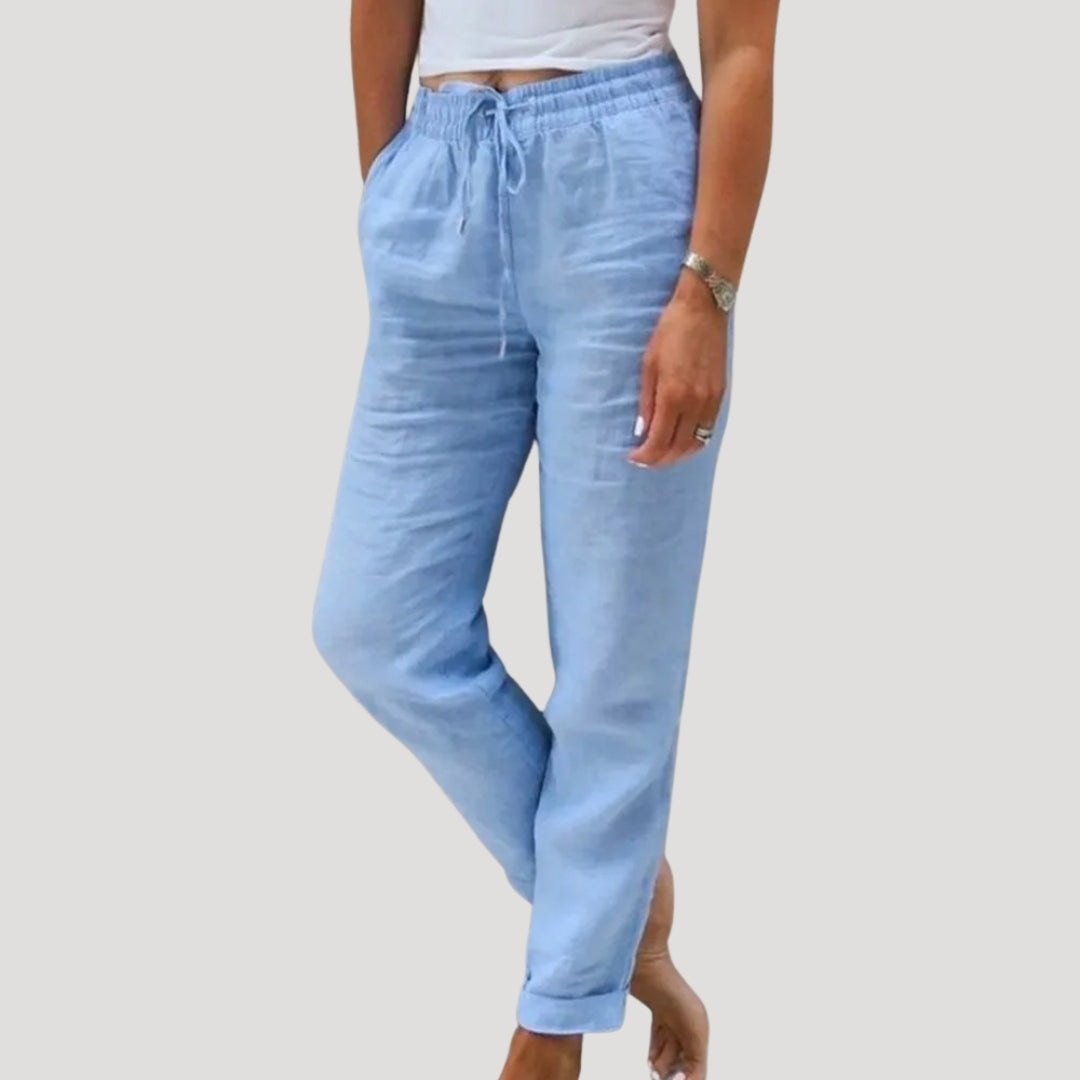 Women's Tailored Trousers | Linen-Blend High-Waisted Wide-Leg