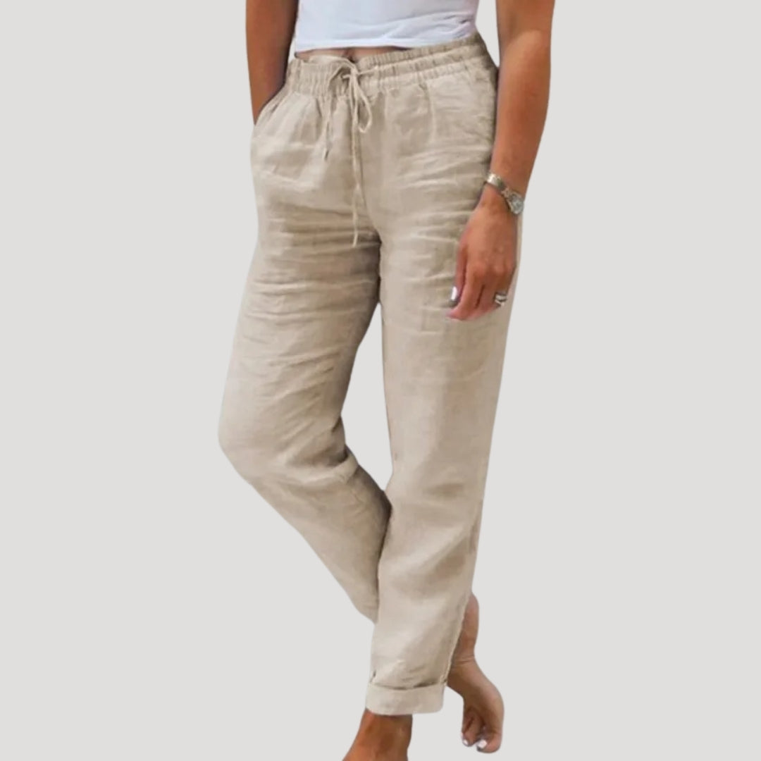 Women's Tailored Trousers | Linen-Blend High-Waisted Wide-Leg