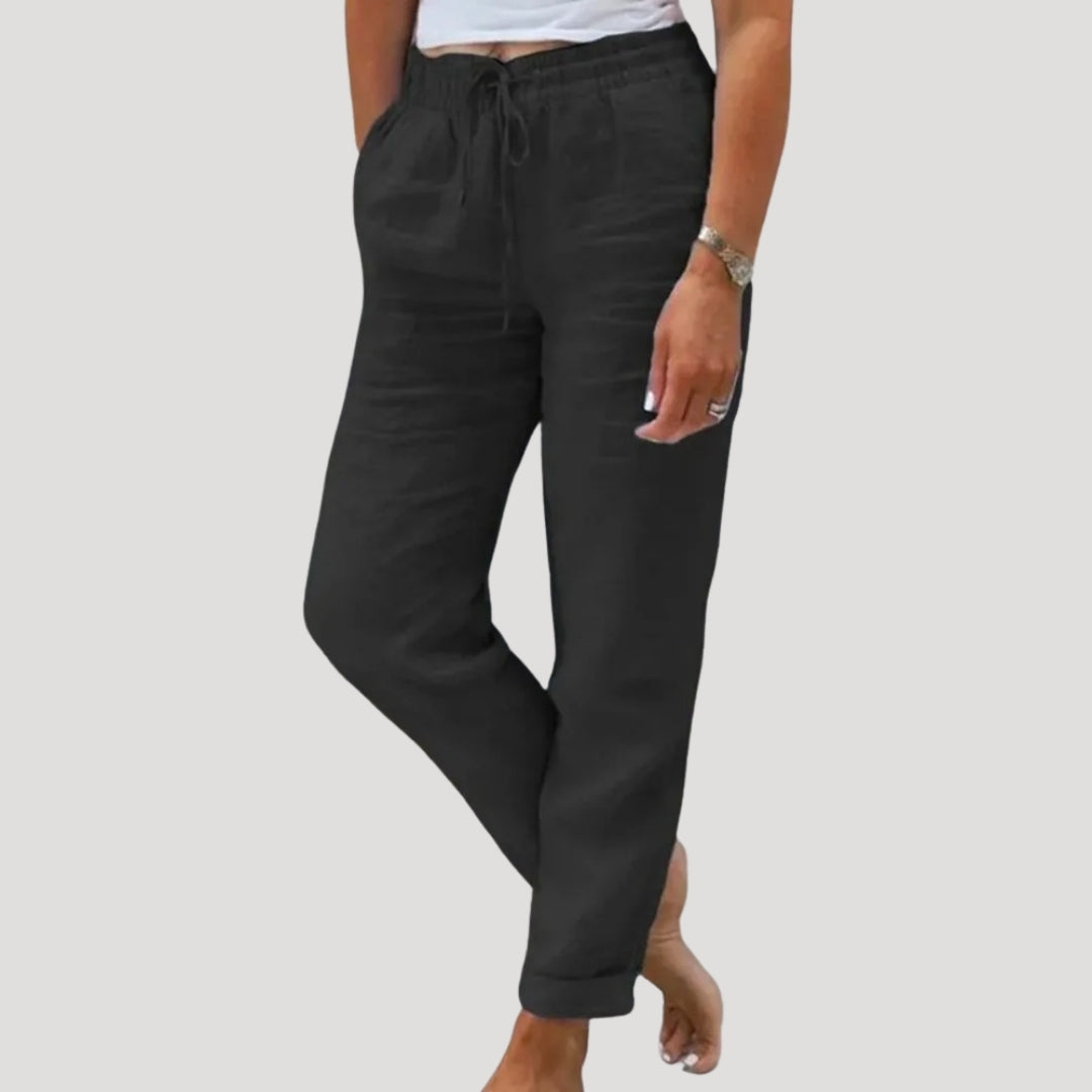 Women's Tailored Trousers | Linen-Blend High-Waisted Wide-Leg