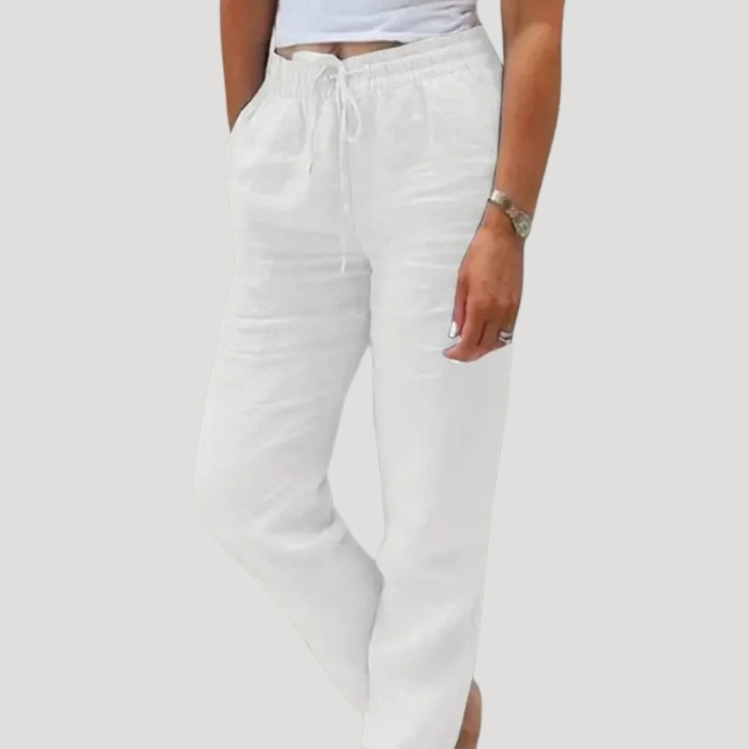 Women's Tailored Trousers | Linen-Blend High-Waisted Wide-Leg