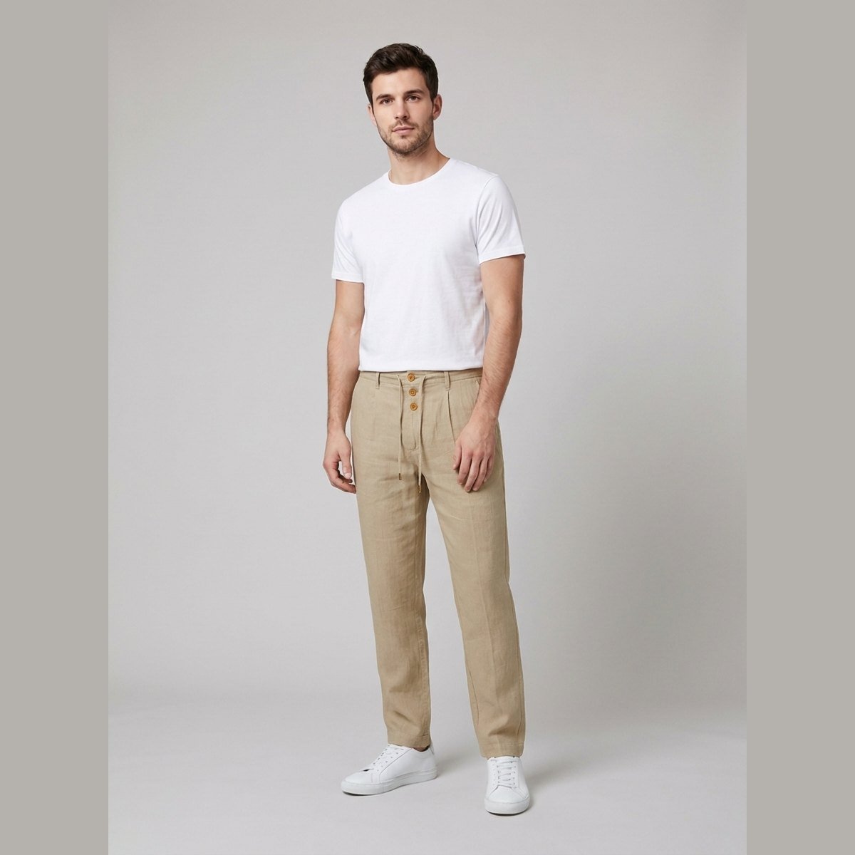 Women's Tailored Trousers | Linen-Blend High-Waisted Wide-Leg
