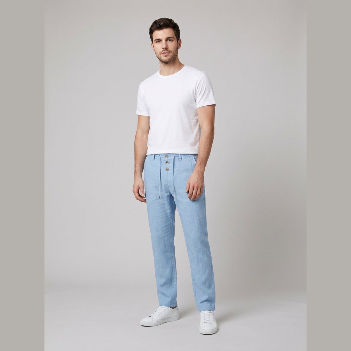 Women's Tailored Trousers | Linen-Blend High-Waisted Wide-Leg