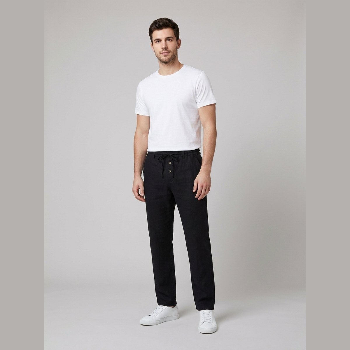 Women's Tailored Trousers | Linen-Blend High-Waisted Wide-Leg
