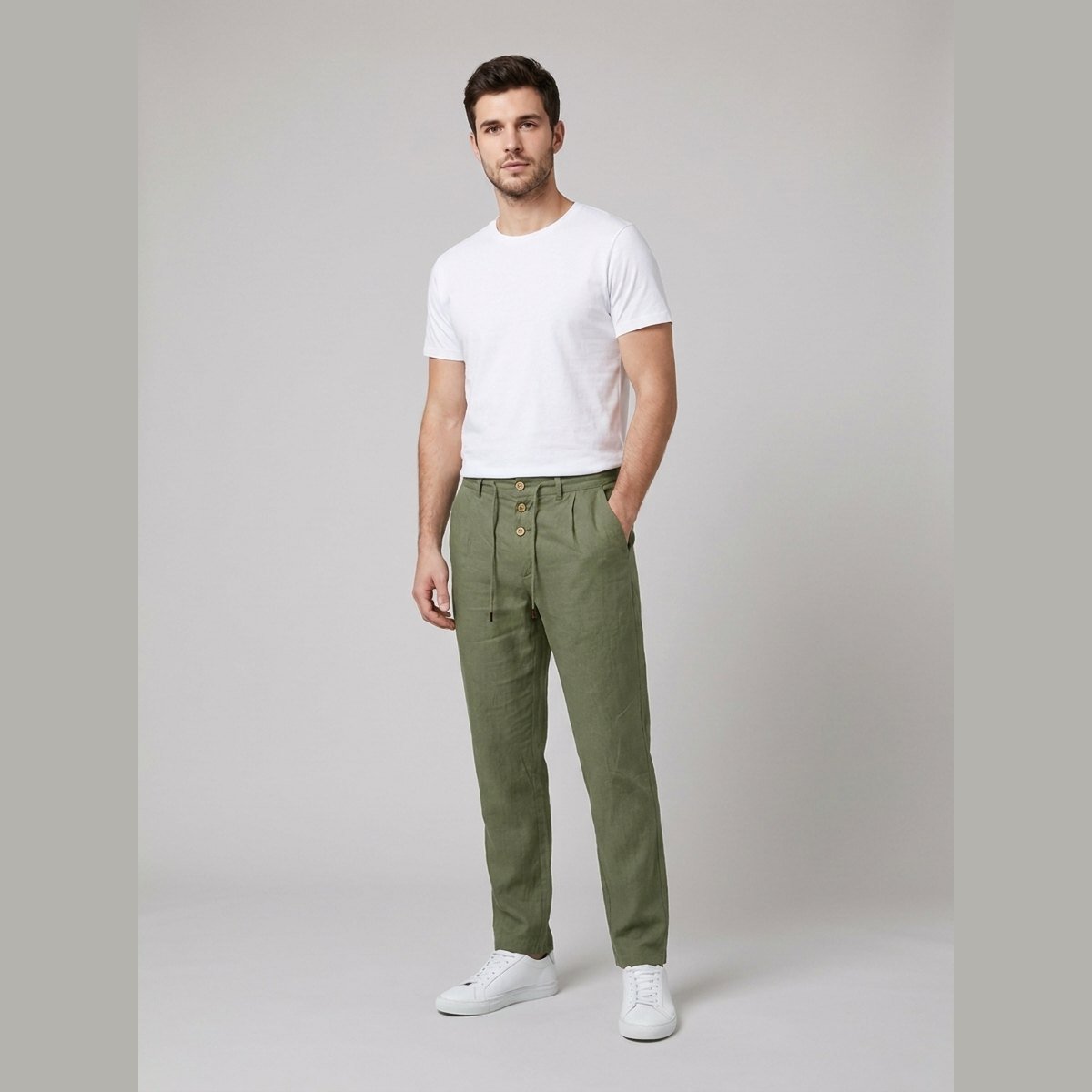 Women's Tailored Trousers | Linen-Blend High-Waisted Wide-Leg