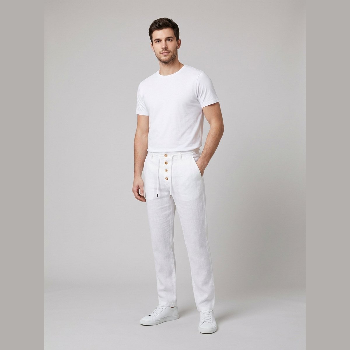 Women's Tailored Trousers | Linen-Blend High-Waisted Wide-Leg