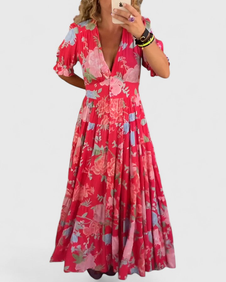 Women's Vacation Maxi Dress | Floral V-Neck