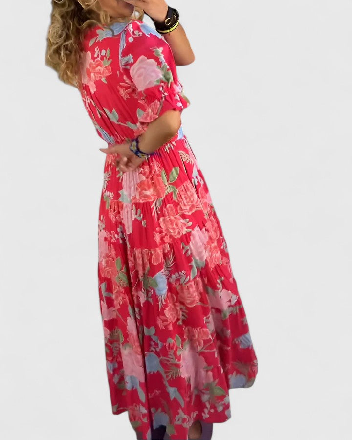 Women's Vacation Maxi Dress | Floral V-Neck