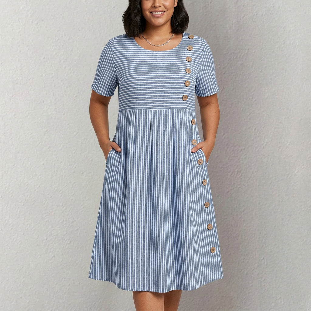 Women's Vacation Maxi Dress | Striped A-Line