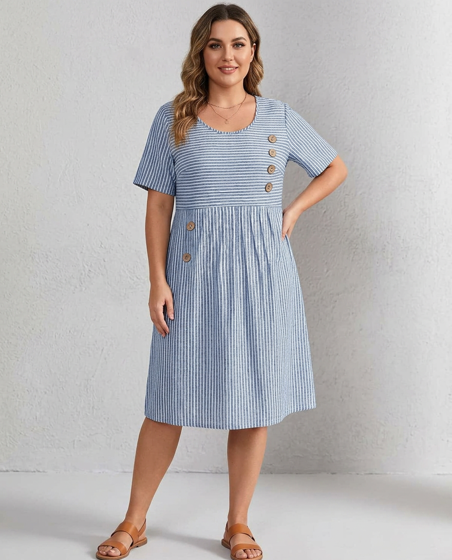 Women's Vacation Maxi Dress | Striped A-Line