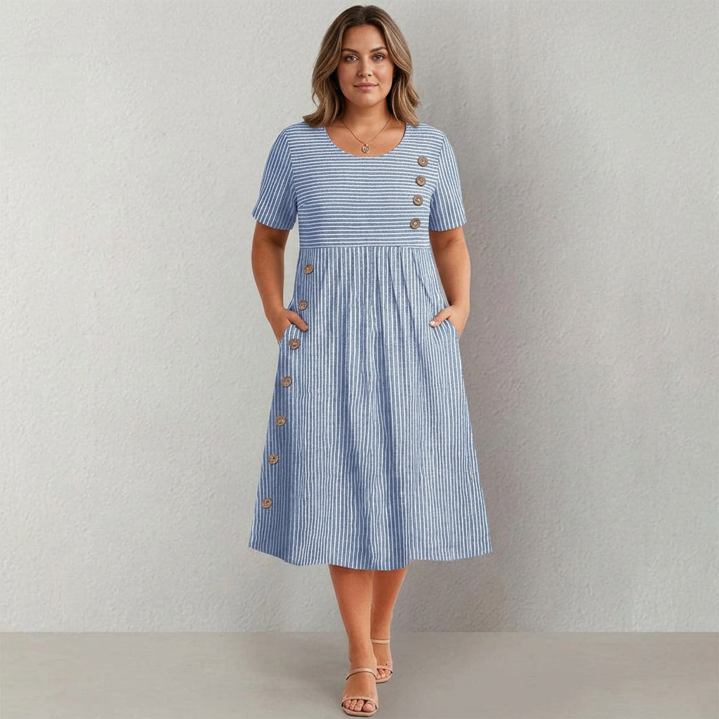Women's Vacation Maxi Dress | Striped A-Line