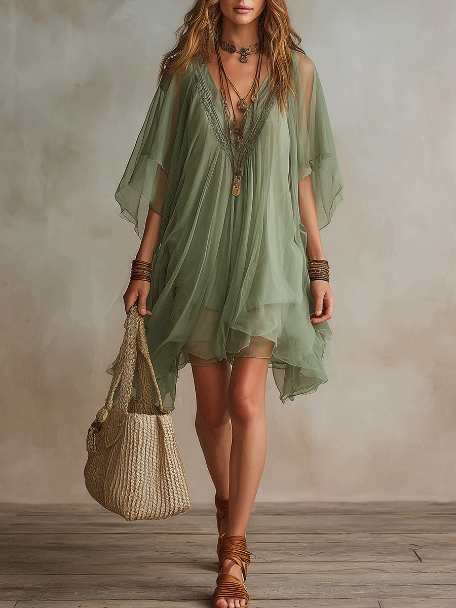 Women's Vacation Maxi Dress | V-Neck Tiered