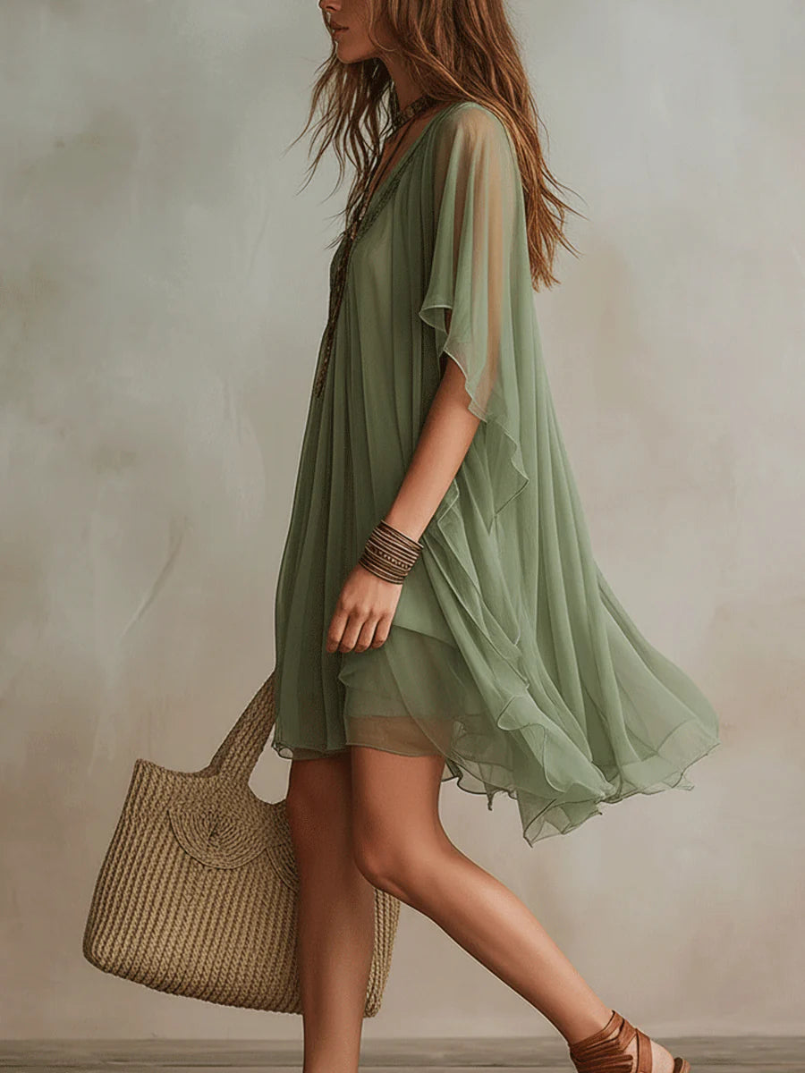 Women's Vacation Maxi Dress | V-Neck Tiered