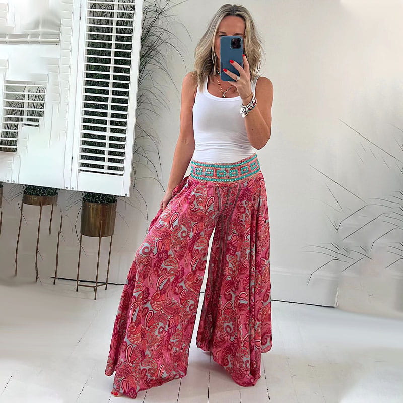 Women's Wide-Leg Pants | Printed Flowy