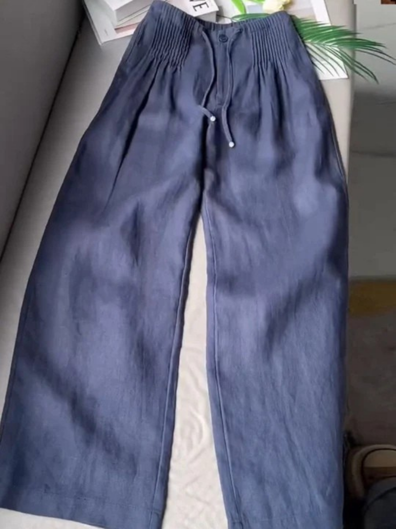 Women's Wide-Leg Trousers | Linen-Blend High-Waisted Summer