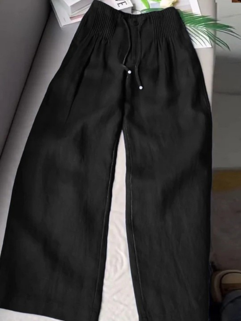 Women's Wide-Leg Trousers | Linen-Blend High-Waisted Summer