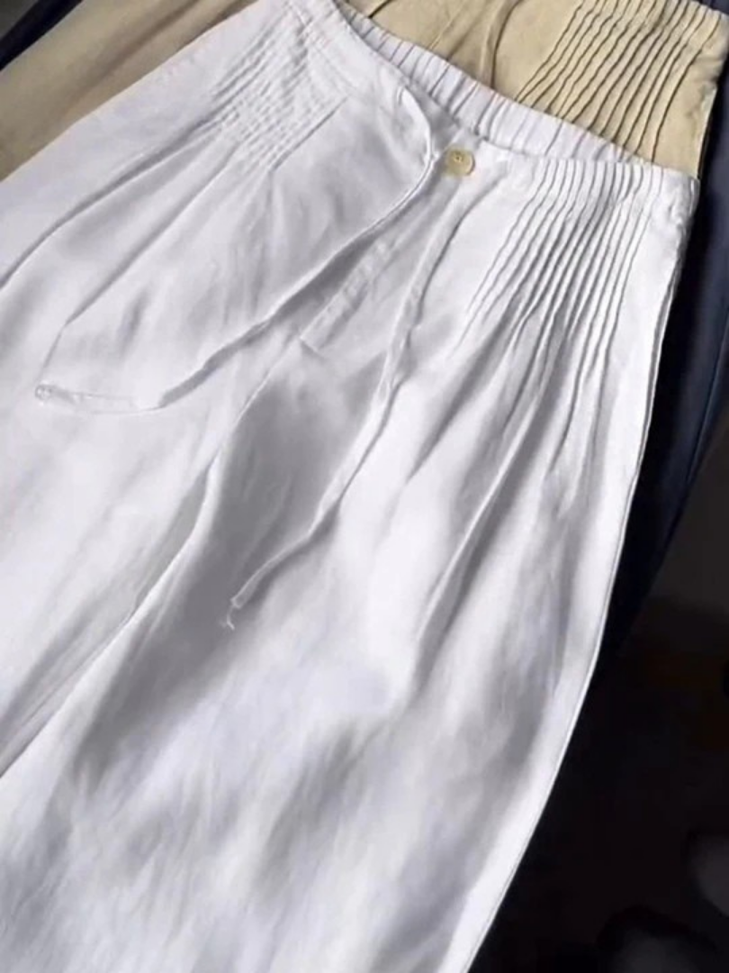 Women's Wide-Leg Trousers | Linen-Blend High-Waisted Summer