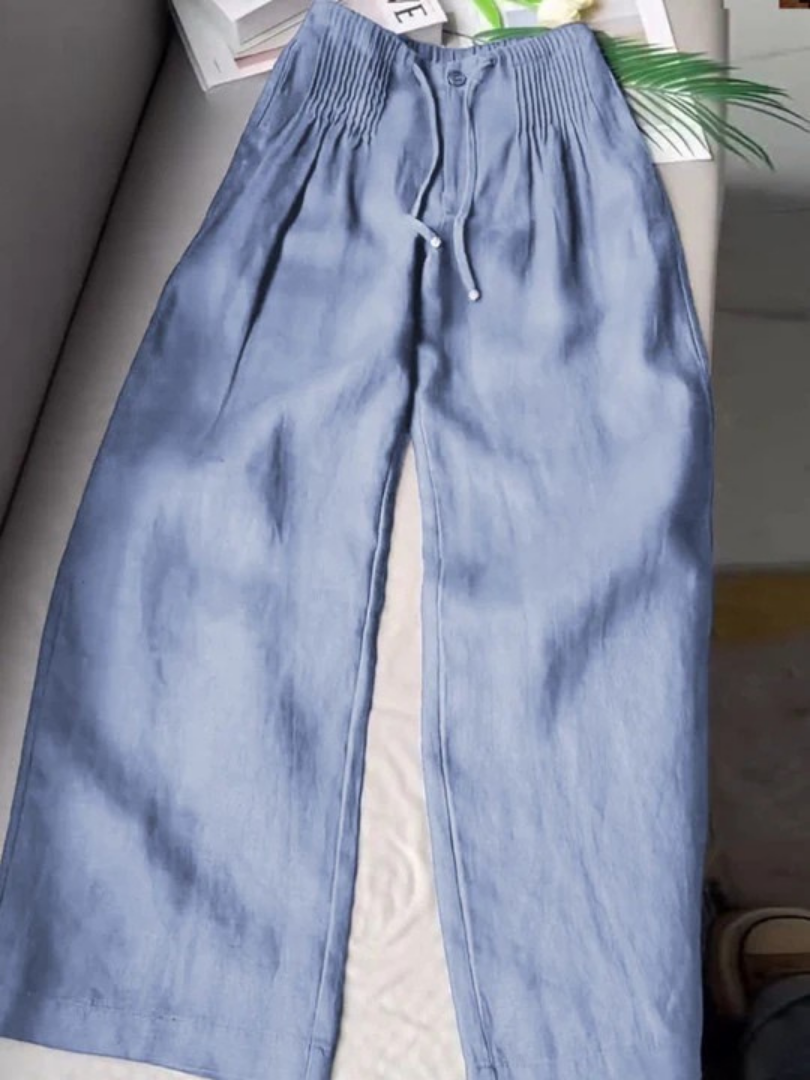 Women's Wide-Leg Trousers | Linen-Blend High-Waisted Summer