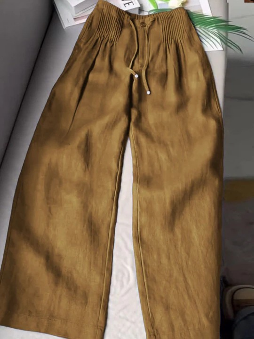 Women's Wide-Leg Trousers | Linen-Blend High-Waisted Summer