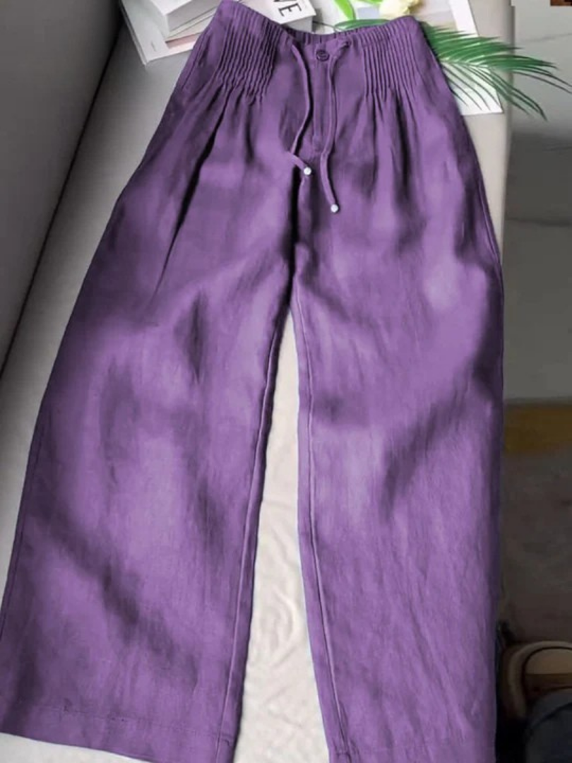 Women's Wide-Leg Trousers | Linen-Blend High-Waisted Summer